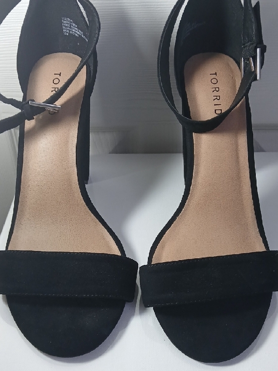 torrid Shoes - Torrid Black Suede Ankle-Strap Open-Toe Block Heels Size 10W